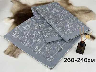Покрывало Burberry из 100% хлопка - Серо-Голубое 