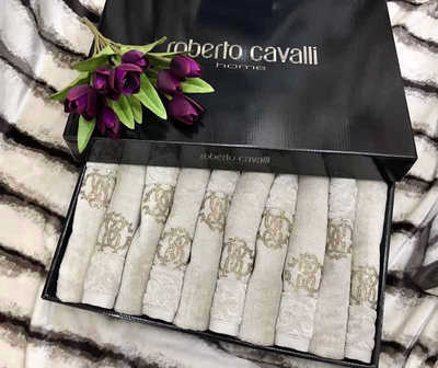 Набор полотенец - салфеток Roberto Cavalli со стразами - Элегия ( бежевый)